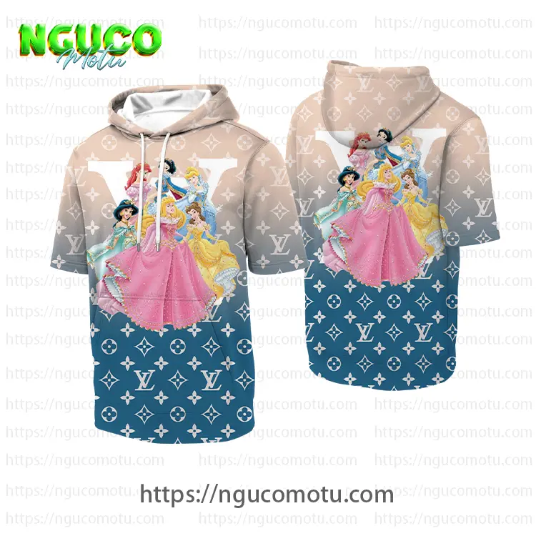 Louis vuitton and disney princesses v2 hooded short sleeve t-shirt gift uninque for kid man women